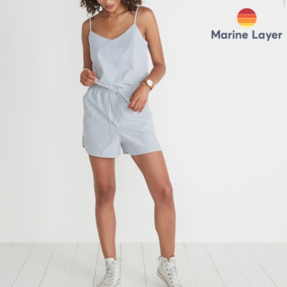 Marine Layer blue and white striped romper